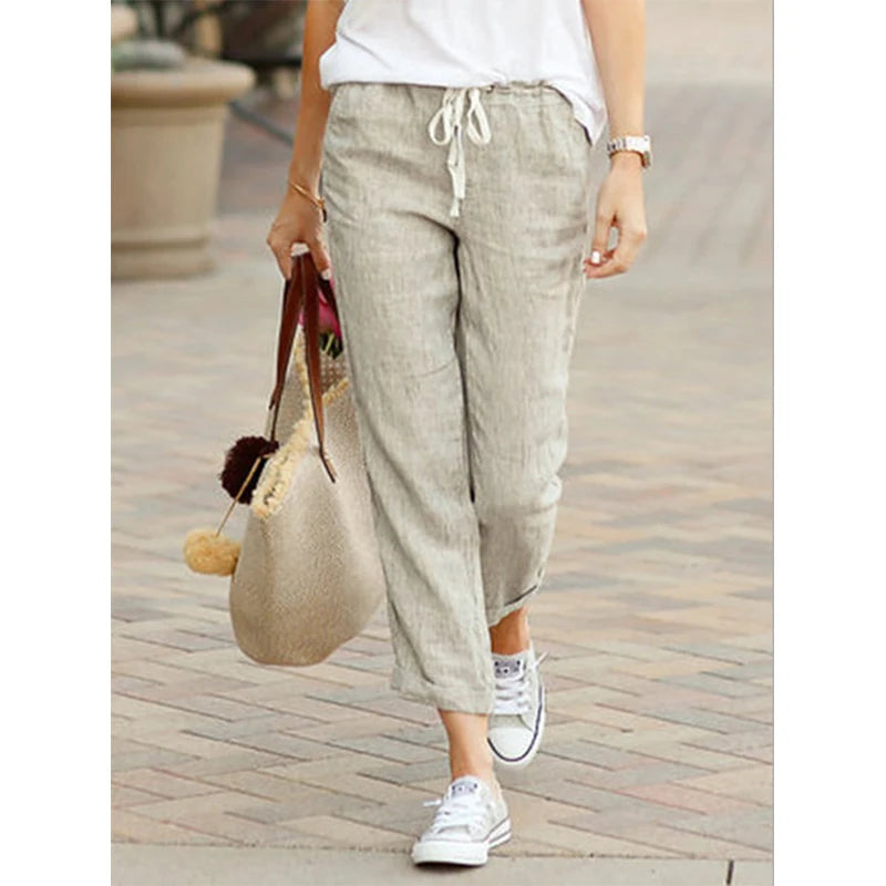 Women's High Waist Harem Pants – Casual Drawstring Ankle Trousers