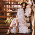 Rustic Garden Outdoor Column Lace Boho Bohemian Wedding Dress for Women 2025 Backless Bridal Gown Customized vestidos de novia