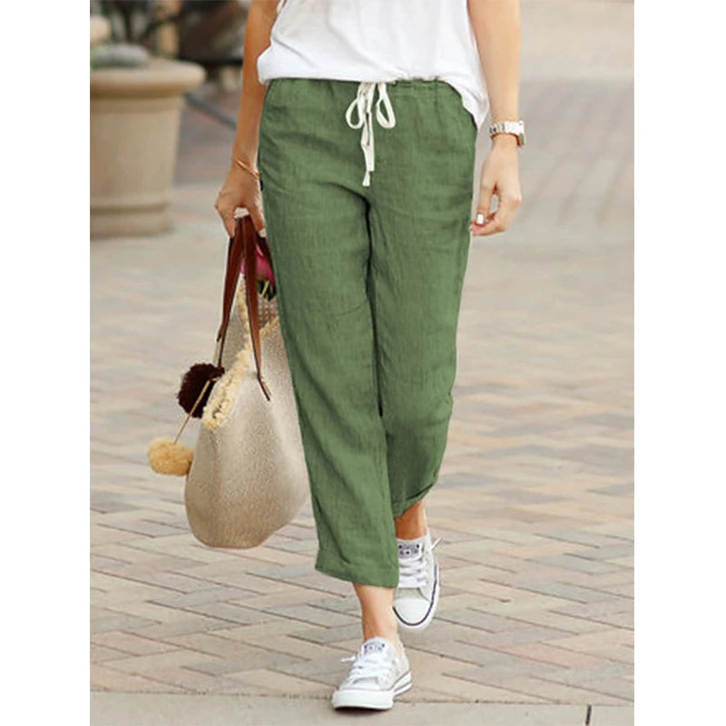 Women's High Waist Harem Pants – Casual Drawstring Ankle Trousers
