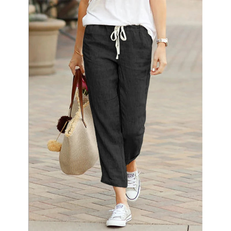 Women's High Waist Harem Pants – Casual Drawstring Ankle Trousers