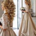 Boho A-Line Wedding Dress – Half Sleeve V-Neck Appliqué Floor-Length Bridal Gown