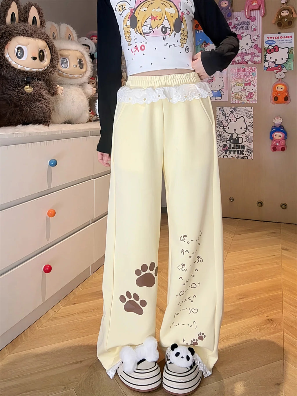 Cargo Ankle-Length Pants – Punk Gothic Lace-Up Trousers for Women