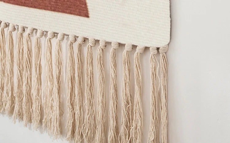 Boho Tassel Wall Tapestry – Handmade Woven Cotton Home Decor