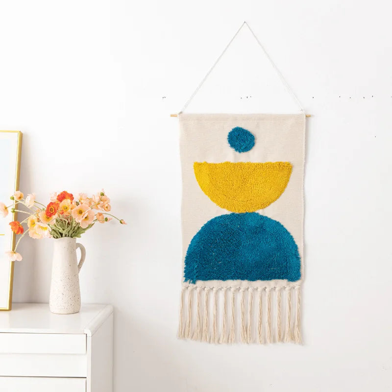 Boho Tassel Wall Tapestry – Handmade Woven Cotton Home Decor