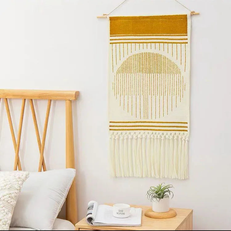 Boho Tassel Wall Tapestry – Handmade Woven Cotton Home Decor
