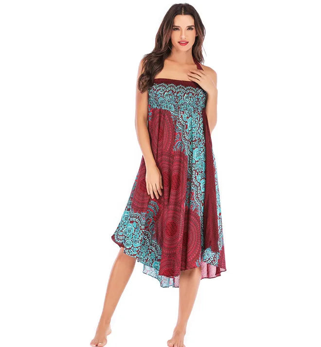 Boho Chiffon Maxi Dress | Sleeveless V-Neck Beach Dress