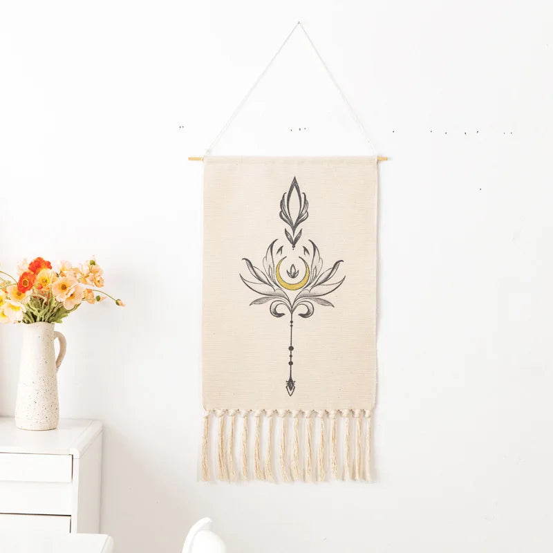 Boho Tassel Wall Tapestry – Handmade Woven Cotton Home Decor