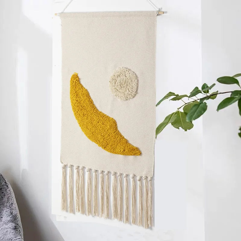 Boho Tassel Wall Tapestry – Handmade Woven Cotton Home Decor