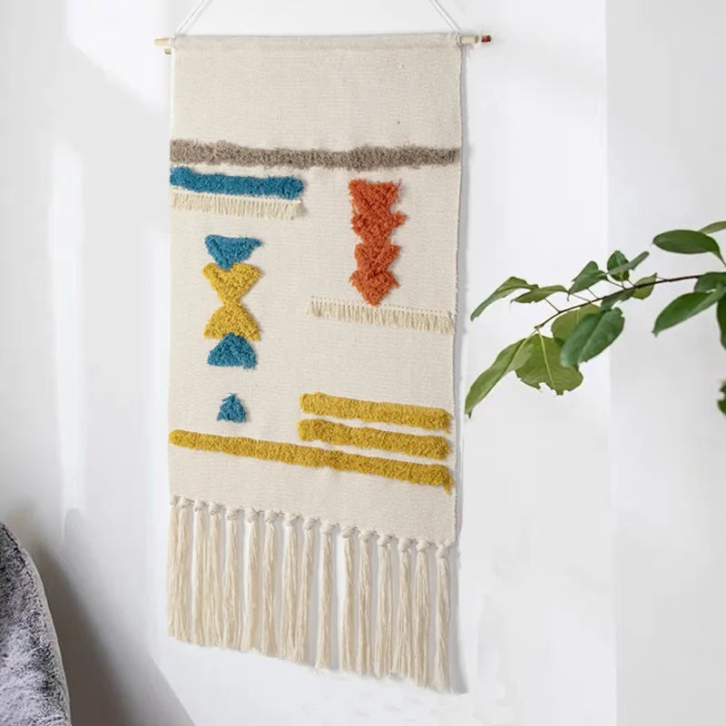 Boho Tassel Wall Tapestry – Handmade Woven Cotton Home Decor