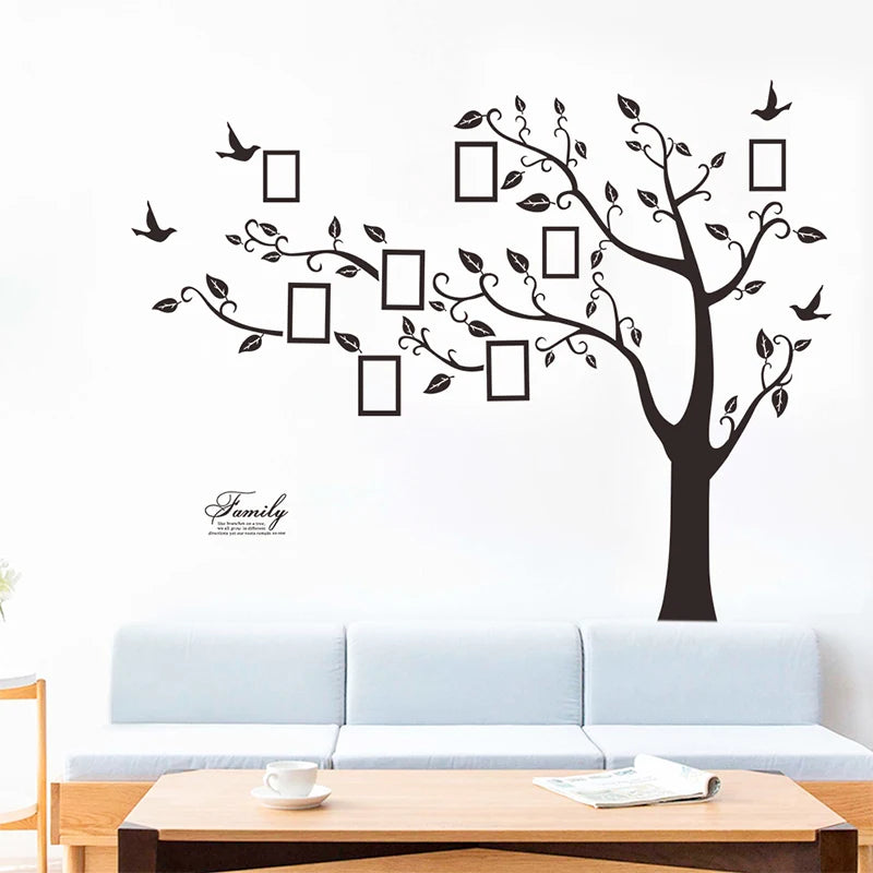 Large Black 3D DIY Photos Frame Trees PVC Wall Decals/Adhesive Family Wall Stickers Mural Art Home Decor Living Room Decorations