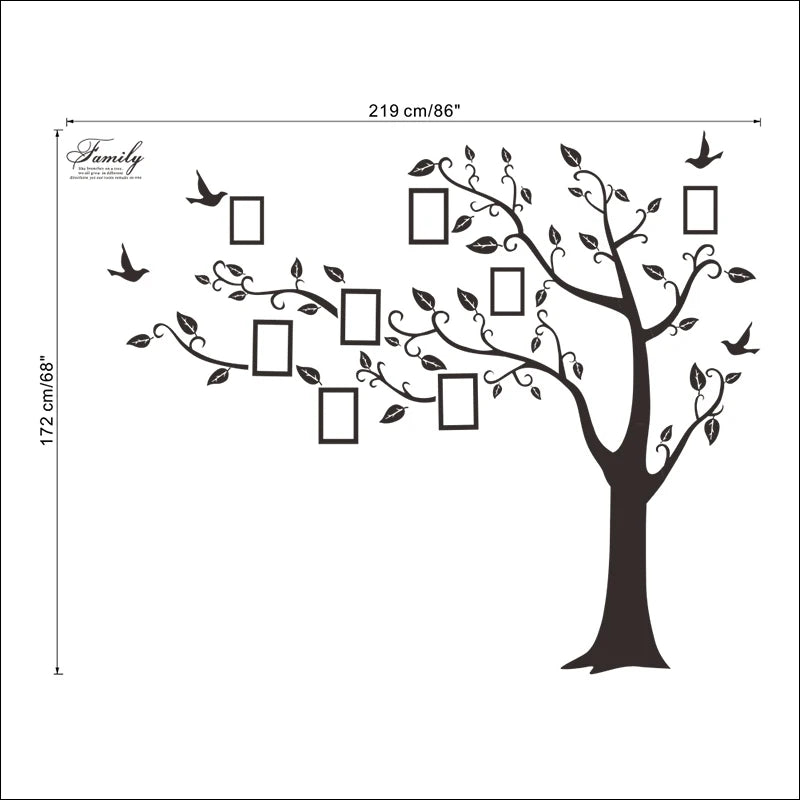 Large Black 3D DIY Photos Frame Trees PVC Wall Decals/Adhesive Family Wall Stickers Mural Art Home Decor Living Room Decorations