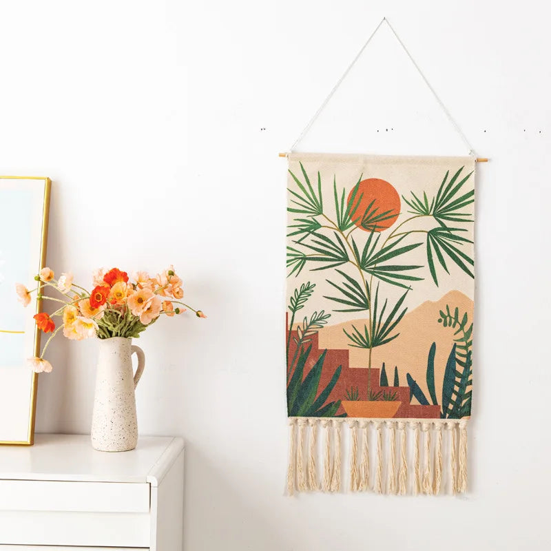 Boho Tassel Wall Tapestry – Handmade Woven Cotton Home Decor