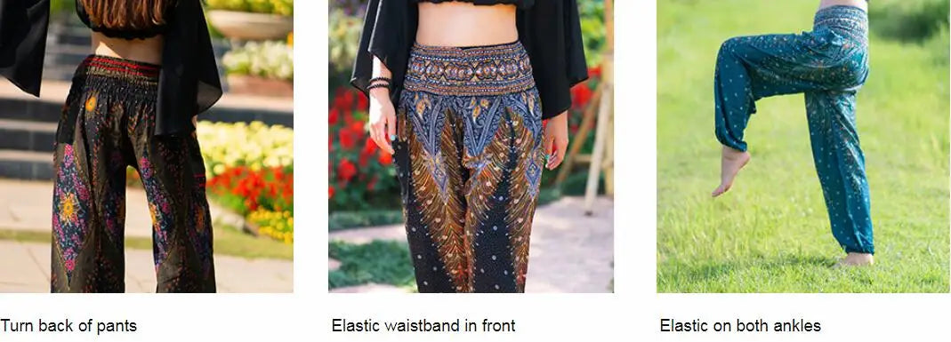 Boho Wide Leg Harem Pants – High Waist Smocked Waist Yoga Bottoms