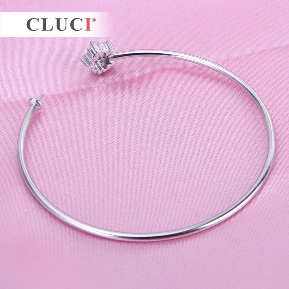 CLUCI five-pointed star 925 sterling silver bracelet accessary Adjustable Tiny Flower Bijoux bracelet to match pearl SB050SB