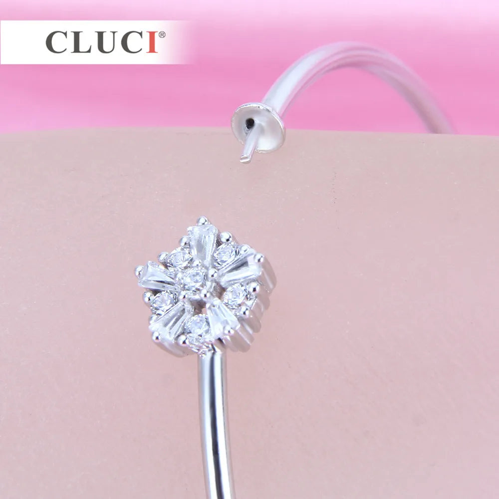 CLUCI five-pointed star 925 sterling silver bracelet accessary Adjustable Tiny Flower Bijoux bracelet to match pearl SB050SB