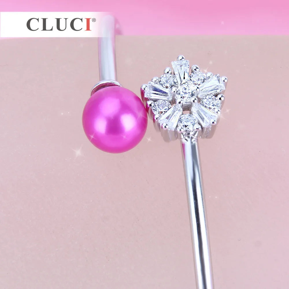 CLUCI five-pointed star 925 sterling silver bracelet accessary Adjustable Tiny Flower Bijoux bracelet to match pearl SB050SB