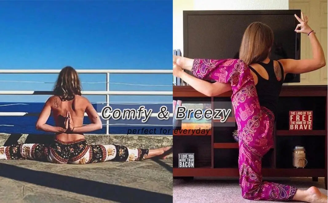 Boho Wide Leg Harem Pants – High Waist Smocked Waist Yoga Bottoms