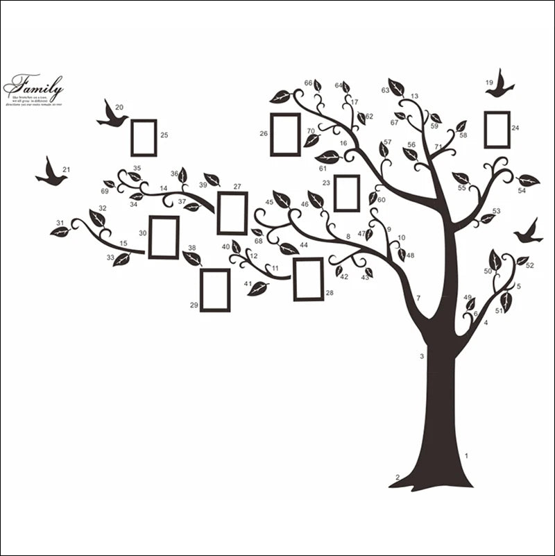 Large Black 3D DIY Photos Frame Trees PVC Wall Decals/Adhesive Family Wall Stickers Mural Art Home Decor Living Room Decorations