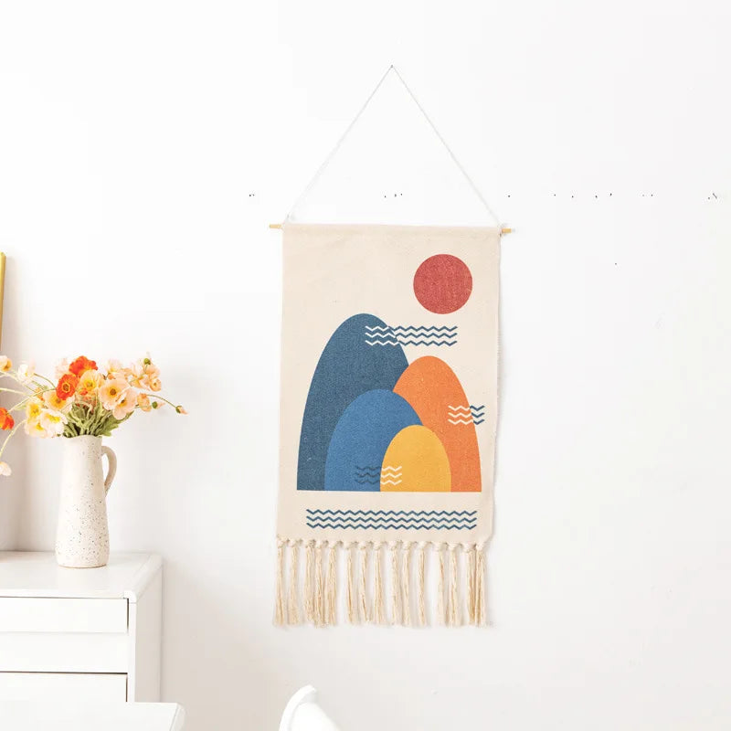 Boho Tassel Wall Tapestry – Handmade Woven Cotton Home Decor