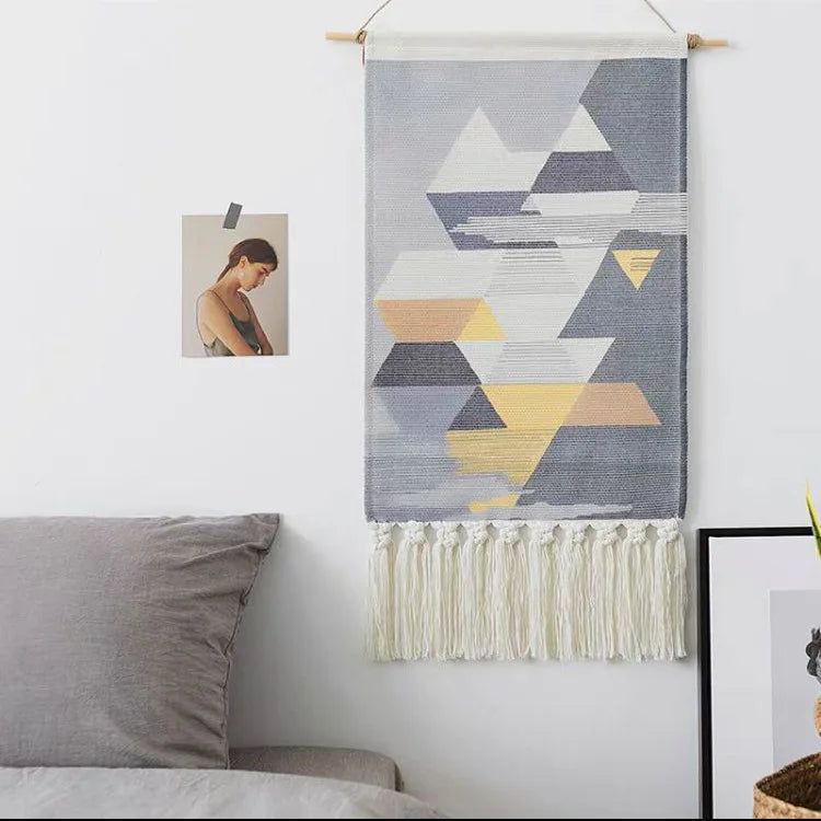 Boho Tassel Wall Tapestry – Handmade Woven Cotton Home Decor