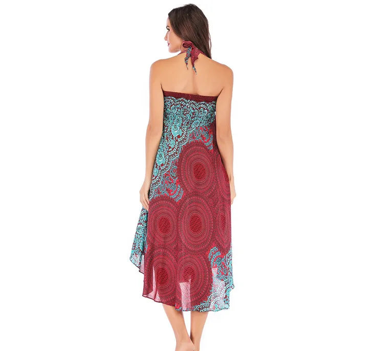 Boho Chiffon Maxi Dress | Sleeveless V-Neck Beach Dress