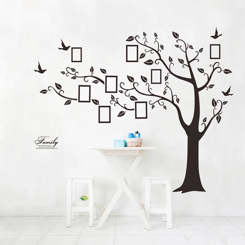 Large Black 3D DIY Photos Frame Trees PVC Wall Decals/Adhesive Family Wall Stickers Mural Art Home Decor Living Room Decorations