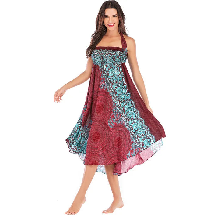Boho Chiffon Maxi Dress | Sleeveless V-Neck Beach Dress