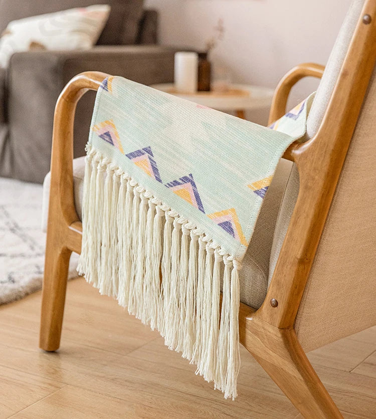 Boho Tassel Wall Tapestry – Handmade Woven Cotton Home Decor