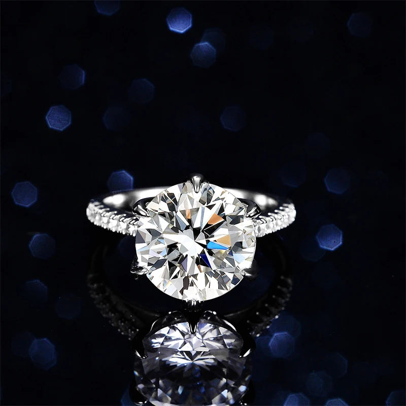 NeeTim 5CT Sparkling D Color Moissanite Lab Diamond Wedding Rings For Women S925 Sterling Silver Luxury Jewelry Engagement Ring