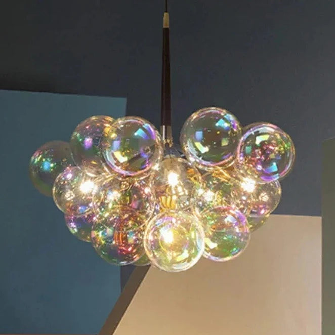 Nordic Colorful/Clear Bubble LED Ceiling Chandelier Hanging Lamps for Dining Table Kids Room Balloon Home Decor Lights