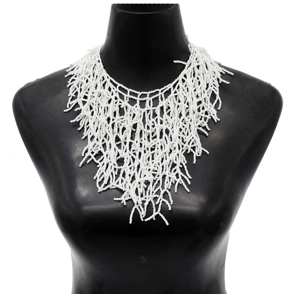 Boho Ethnic Statement Choker Necklace – Handmade Layered Collar Necklace