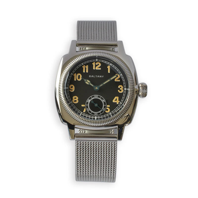 Vintage Dress Watch S4036 Sub Seconds Cathedral Heat Treated Blue Hands Retro Luminous 100M Water Resistant Mechaincal Watch