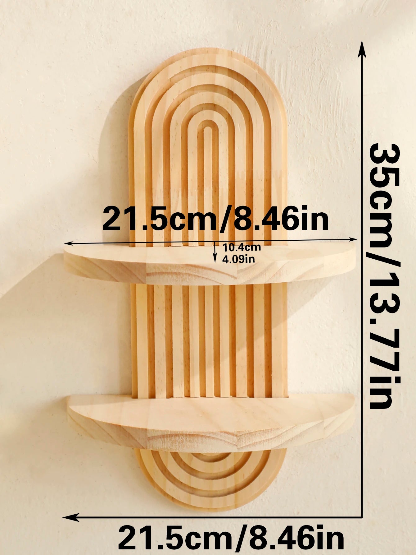 Boho Wooden Floating Wall Shelf – Decorative Wall-Mounted Shelf for Any Room
