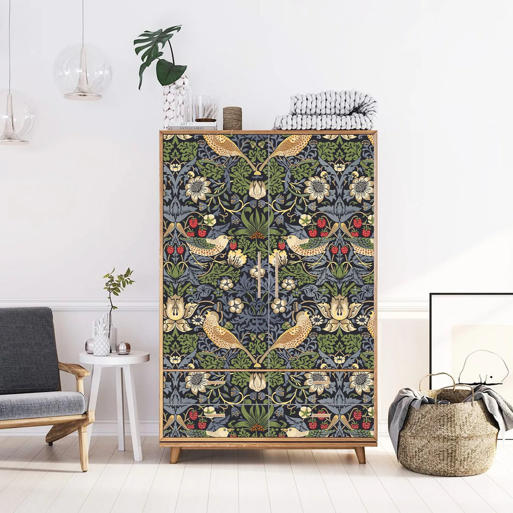 Peel and Stick Wallpaper Floral Birds Contact Paper Removable Boho Home Decor Flower Wallpaper for Walls Cabinet Vinyl Roll