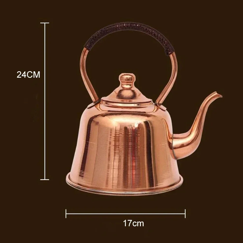 Handmade Pure Copper Teapot | 2L Red Copper Kettle for Gas & Induction Cooker