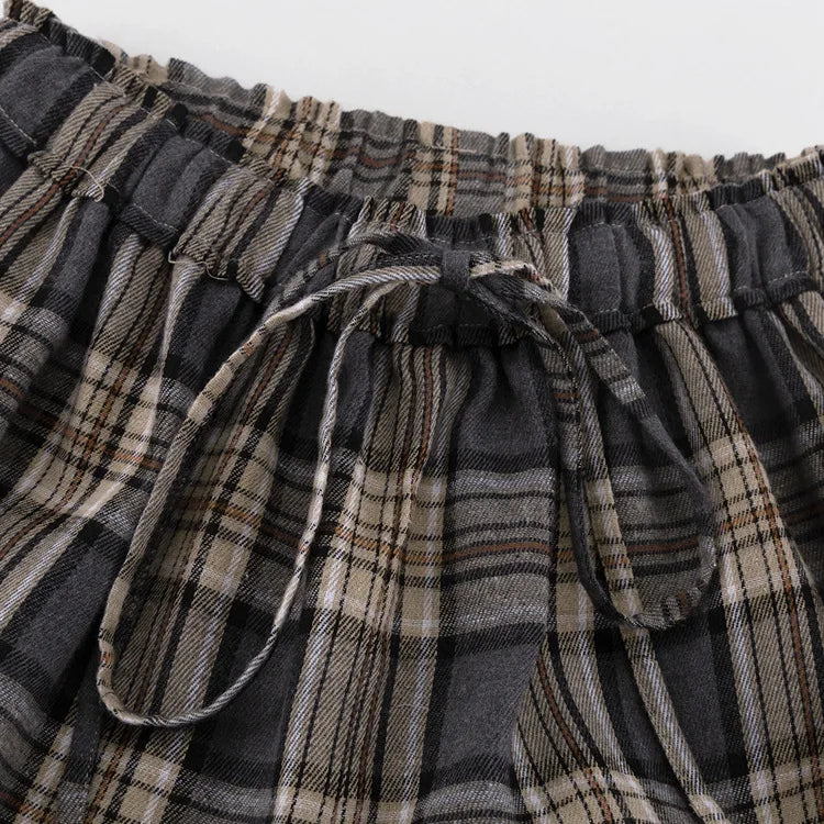 Fashion Loose Plaid Women's Pants 2026 Vintage High Waist Wide Trousers Elegant Classic Pants Female Clothing Streetwear