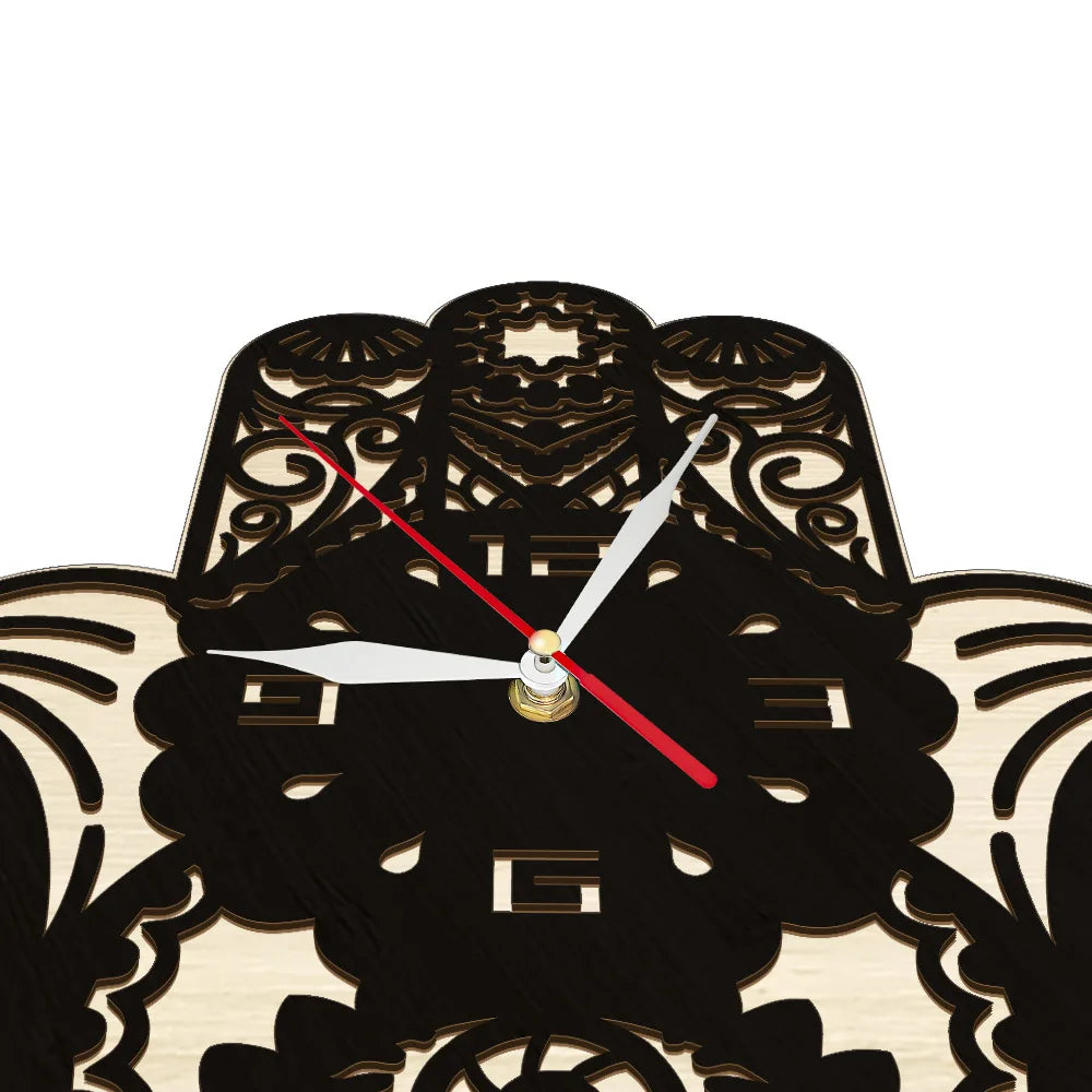 Hand Of Fatima Hamsa Natural Wooden Wall Clock For Living Room Hand Evil Boho Home Decor Symbol Of Protection Orientalist Clock