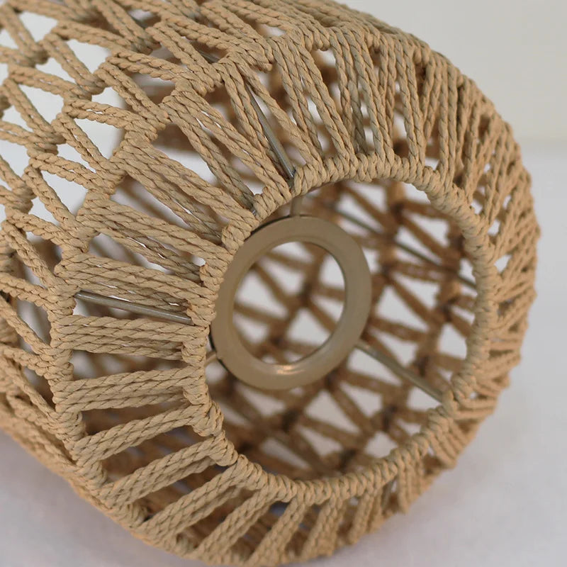 Decoration  Hand-woven Retro Paper-rope Lampshade Chandelier Rattan Light Cover For Cofe , Home, Hotel