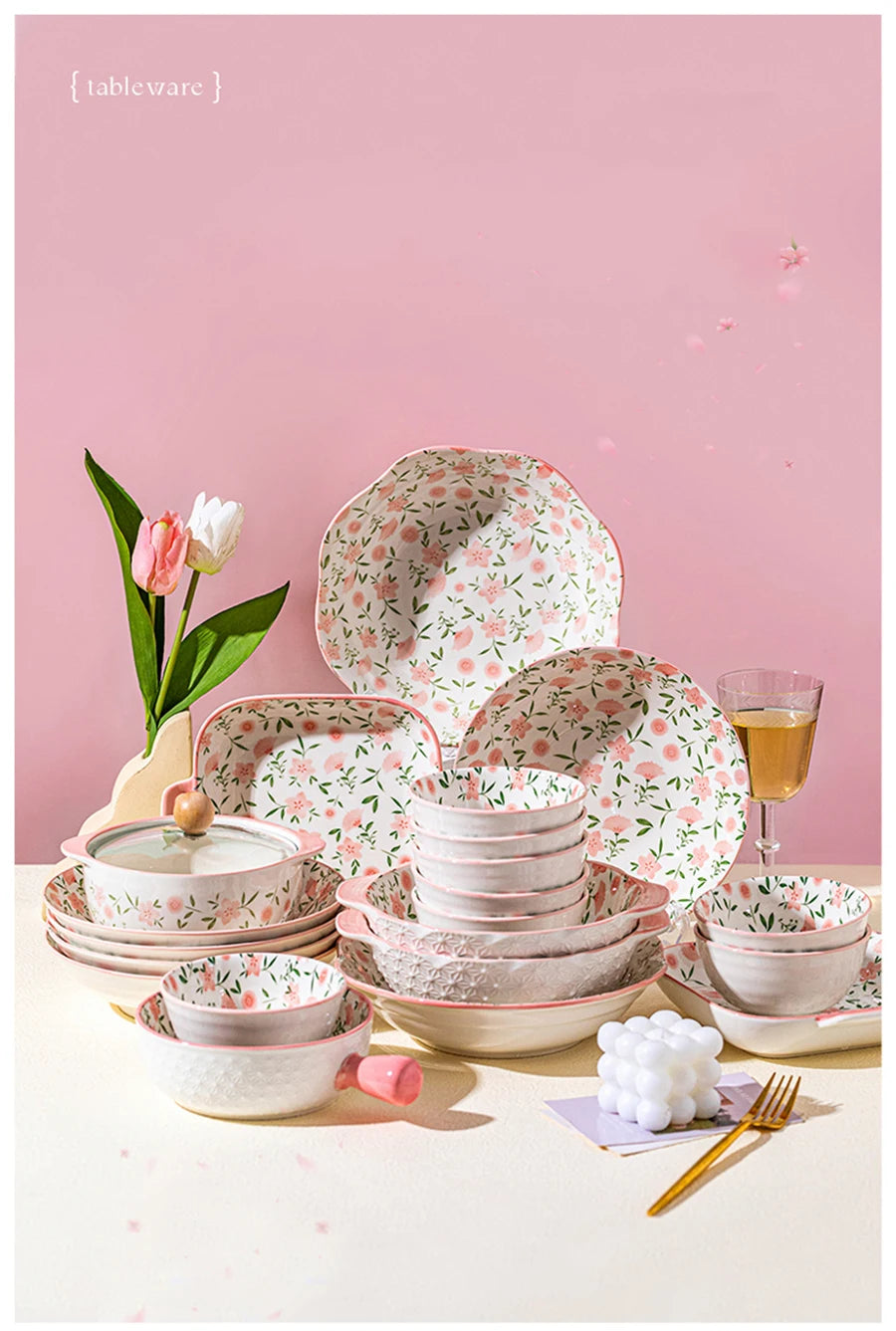Korean Ceramic Bowl with Lid | Floral Glazed Rice & Soup Bowl
