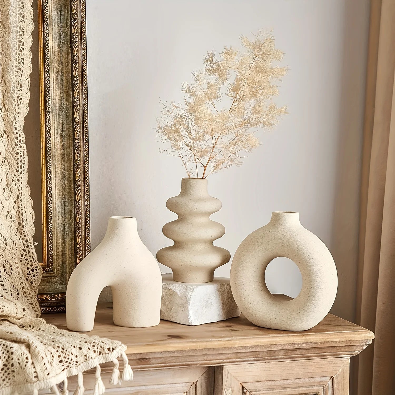 Bohemian Ceramic Vase Set | Decorative Home & Wedding Decor