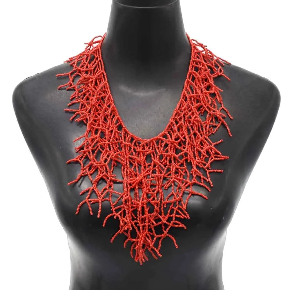 Boho Ethnic Statement Choker Necklace – Handmade Layered Collar Necklace