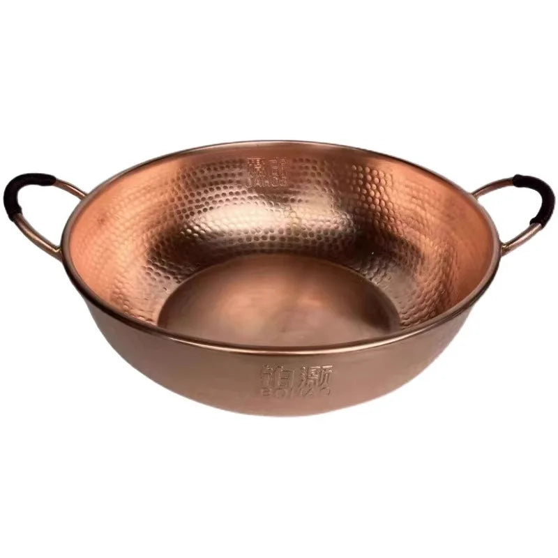 Artisan Hammered Copper Hot Pot | Chinese Style Soup & Stock Pot for All Stoves