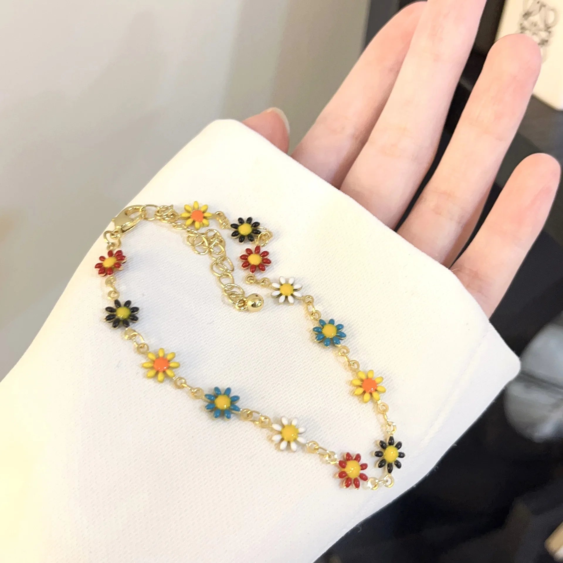Boho Colorful Small Flower Choker Necklace or Bracelet – Handmade Floral Jewelry