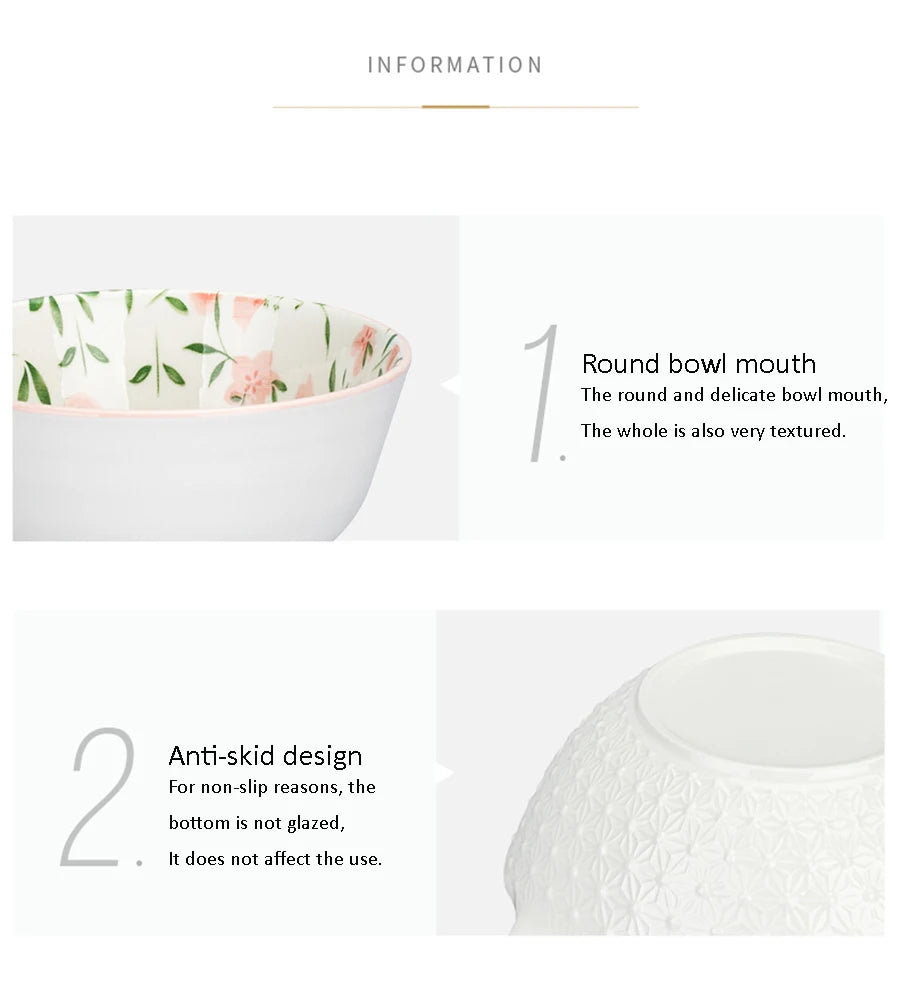 Korean Ceramic Bowl with Lid | Floral Glazed Rice & Soup Bowl