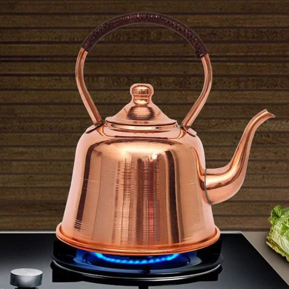 Handmade Pure Copper Teapot | 2L Red Copper Kettle for Gas & Induction Cooker