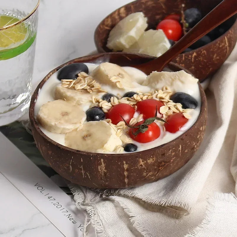 Natural Coconut Shell Bowl | Eco-Friendly Wooden Dinnerware