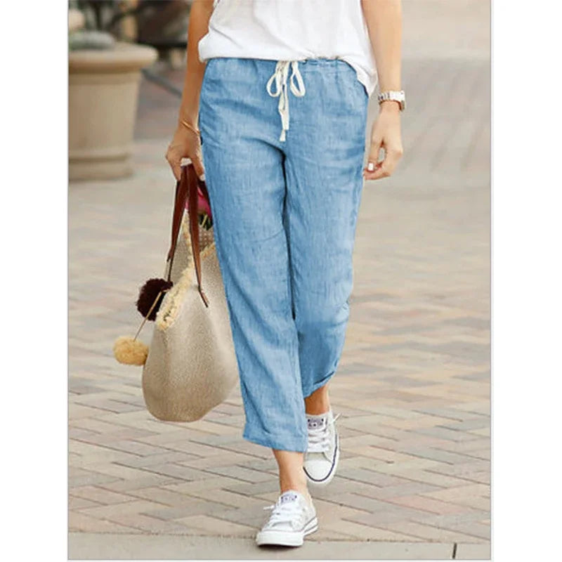 Women's High Waist Harem Pants – Casual Drawstring Ankle Trousers