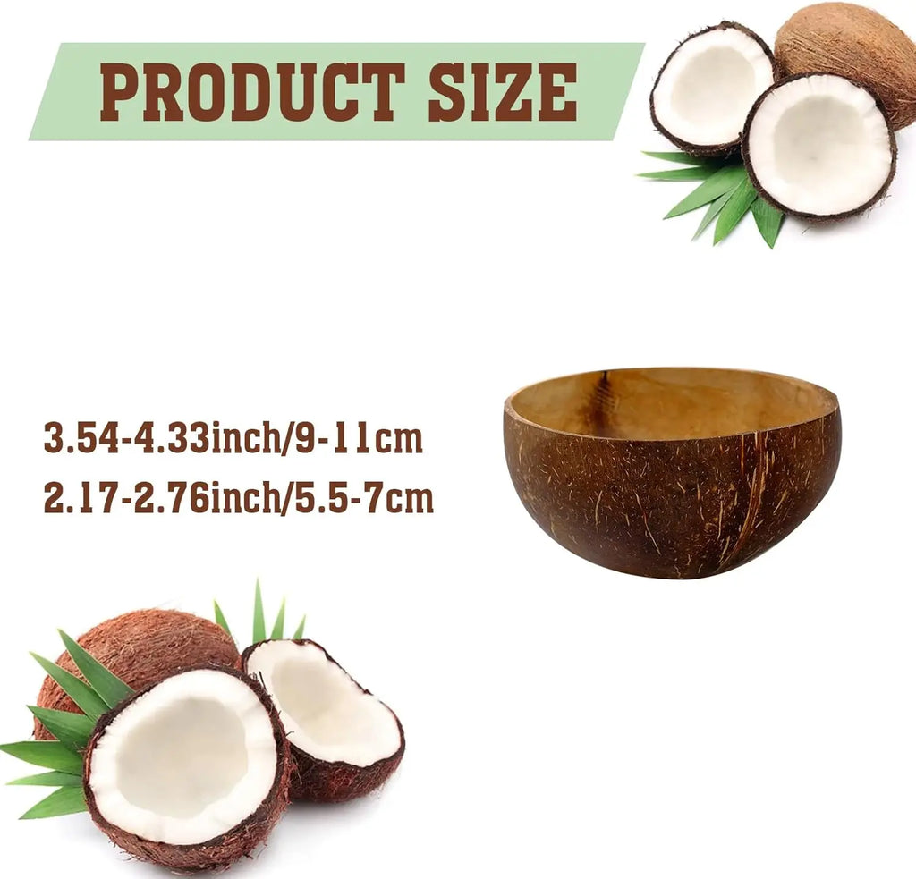 Polished Coconut Bowl & Wooden Spoon Set | Natural Eco-Friendly Smoothie Bowl