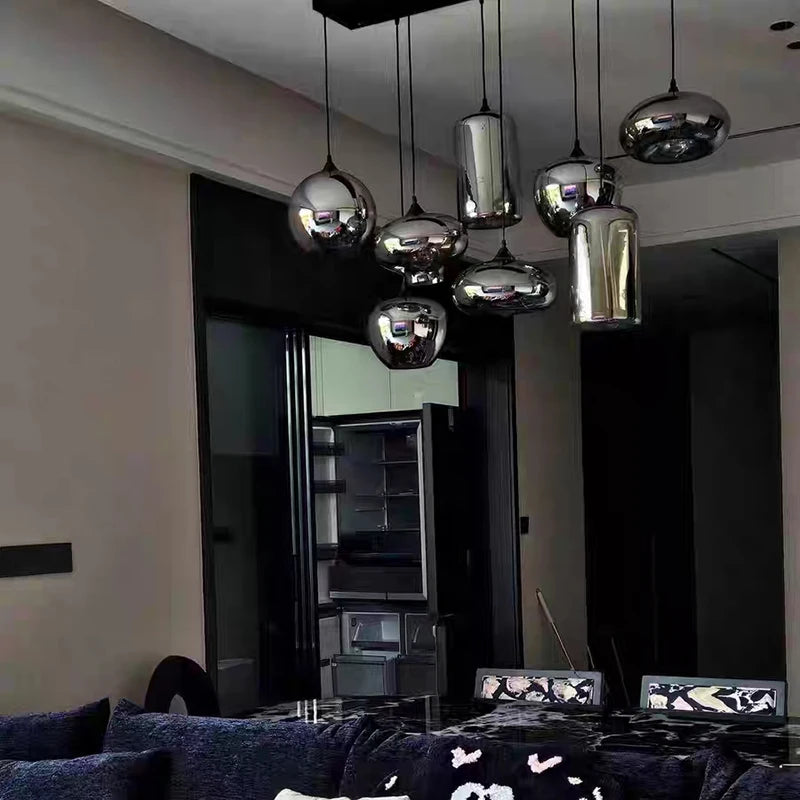 Modern LED Glass Ball Pendant Lamp for Living Room Bedroom Dining Kitchen - Indoor Hanging Chandelier Home Decor Light
