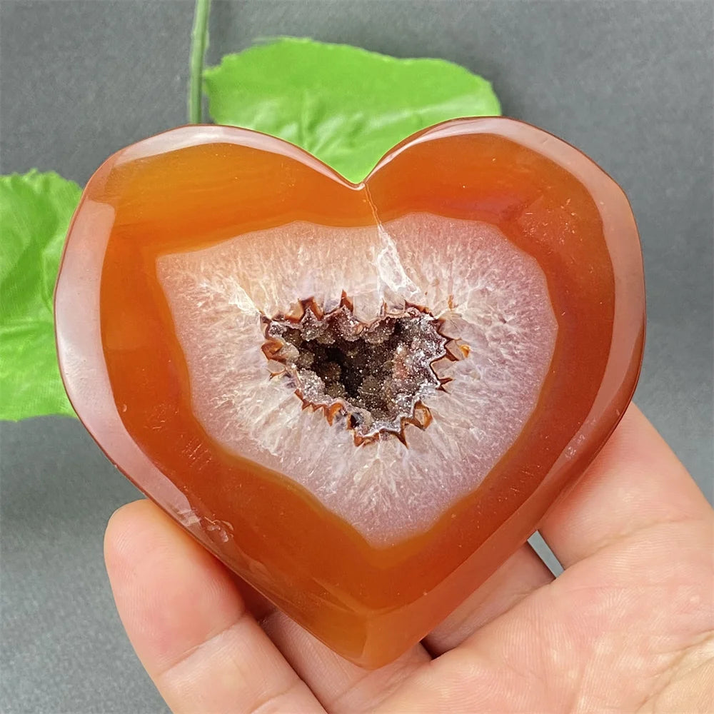 Natural Red Agate Geode Heart – Crystal Home Decor & Feng Shui Gift